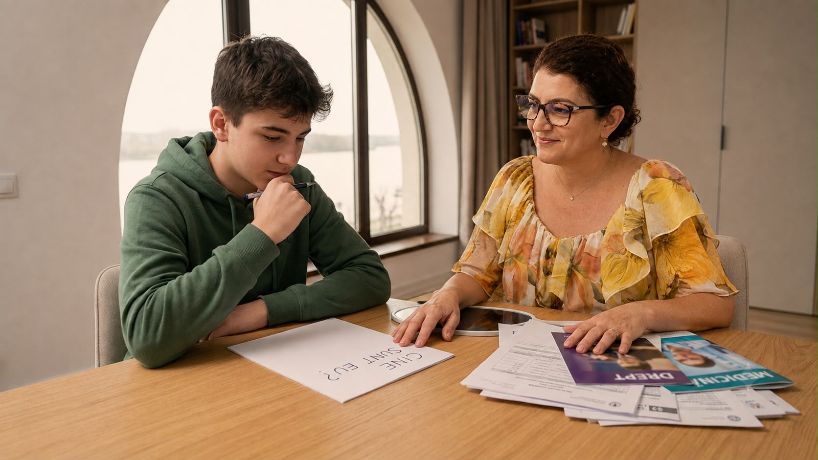 Sesiune de coaching cu un adolescent, discutând despre orientarea în carieră